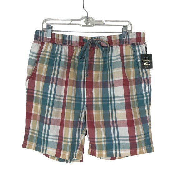 Artistry In Motion Pull On Shorts Womens Size Large Plaid Tie Pockets New - Picture 1 of 8